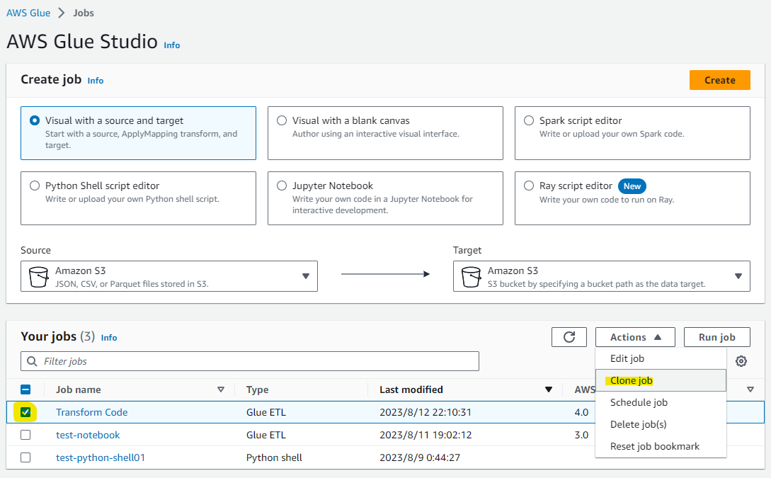 Glue Studio を Script 化し Job Parameter を与えて、Step Functions から Glue Job を