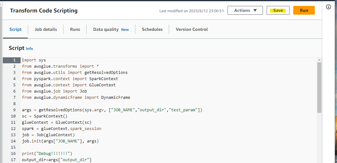 Glue Studio を Script 化し Job Parameter を与えて、Step Functions から Glue Job を