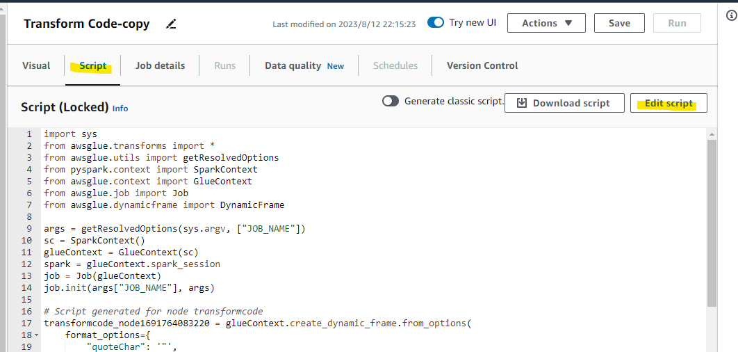 Glue Studio を Script 化し Job Parameter を与えて、Step Functions から Glue Job を