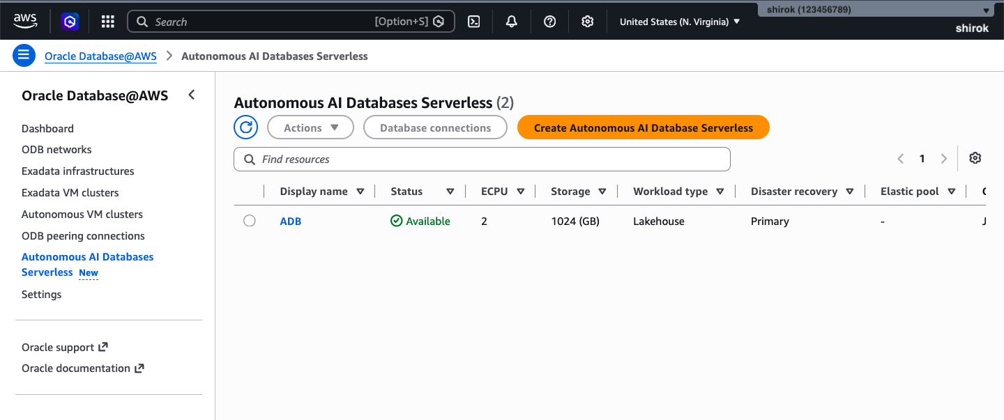 Oracle AI Database@AWS で Autonomous AI Database Serverless を作成してみてみた ...