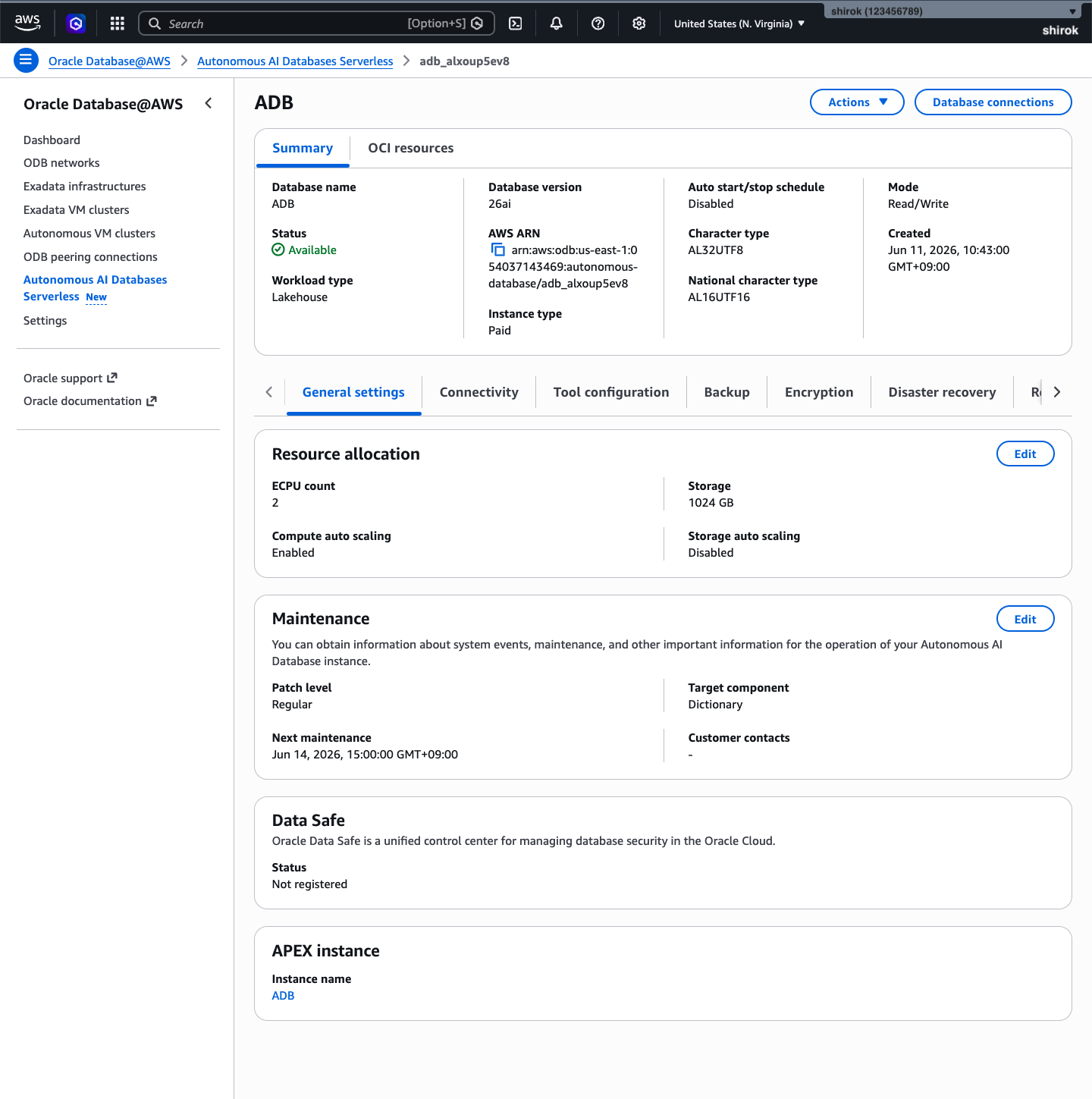 Oracle AI Database@AWS で Autonomous AI Database Serverless を作成してみてみた ...