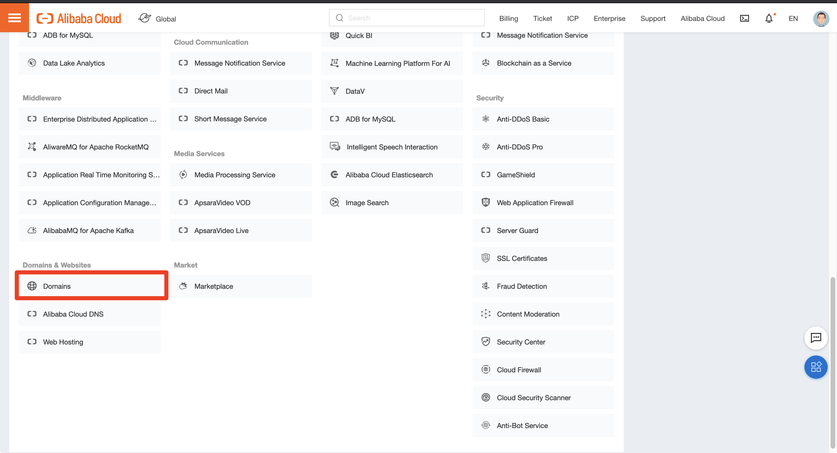 Alibaba Cloud Domains