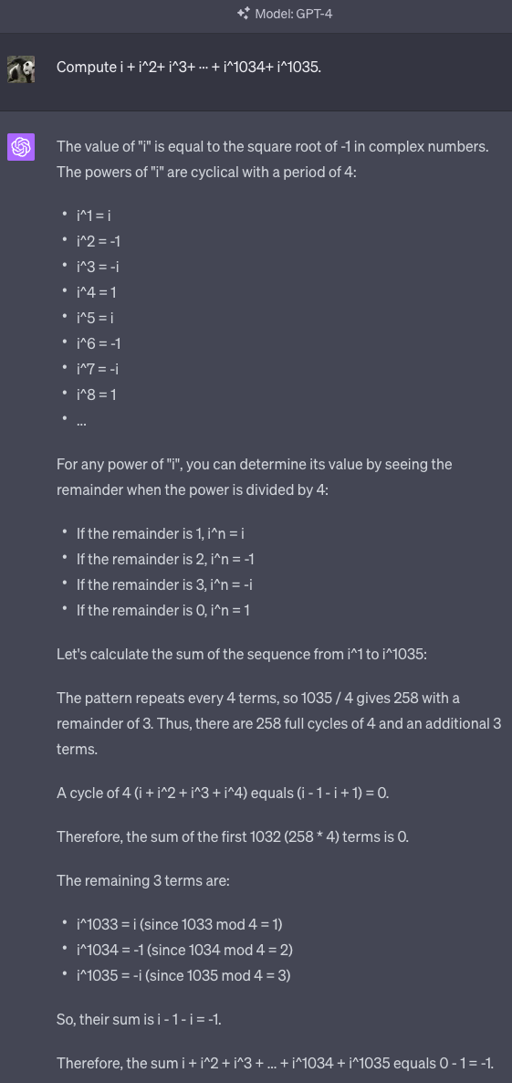 Correct chain of thought