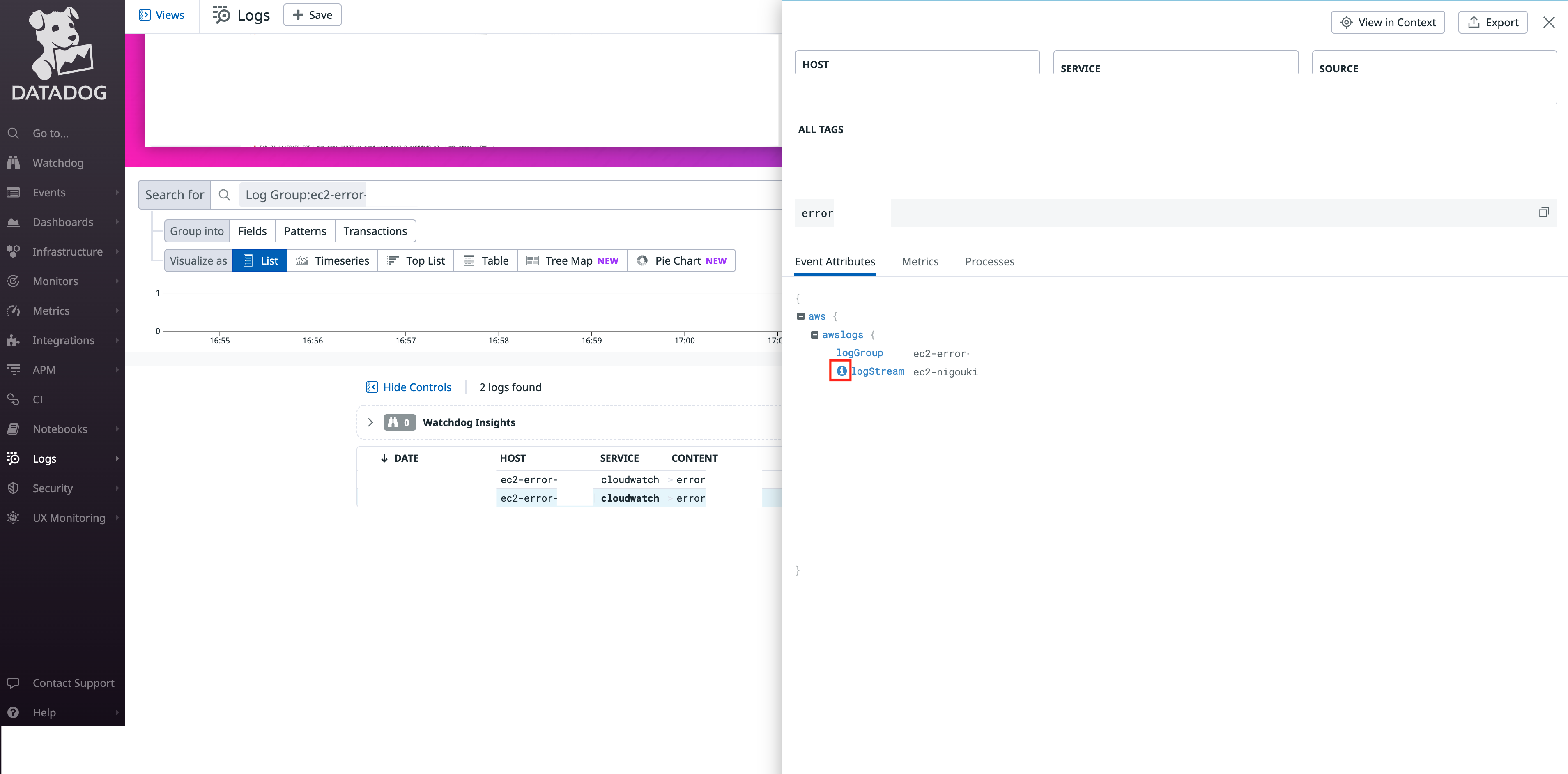 Datadog Forwarderを使用してログストリーム単位でDatadog Monitorを作成する AWS Qiita