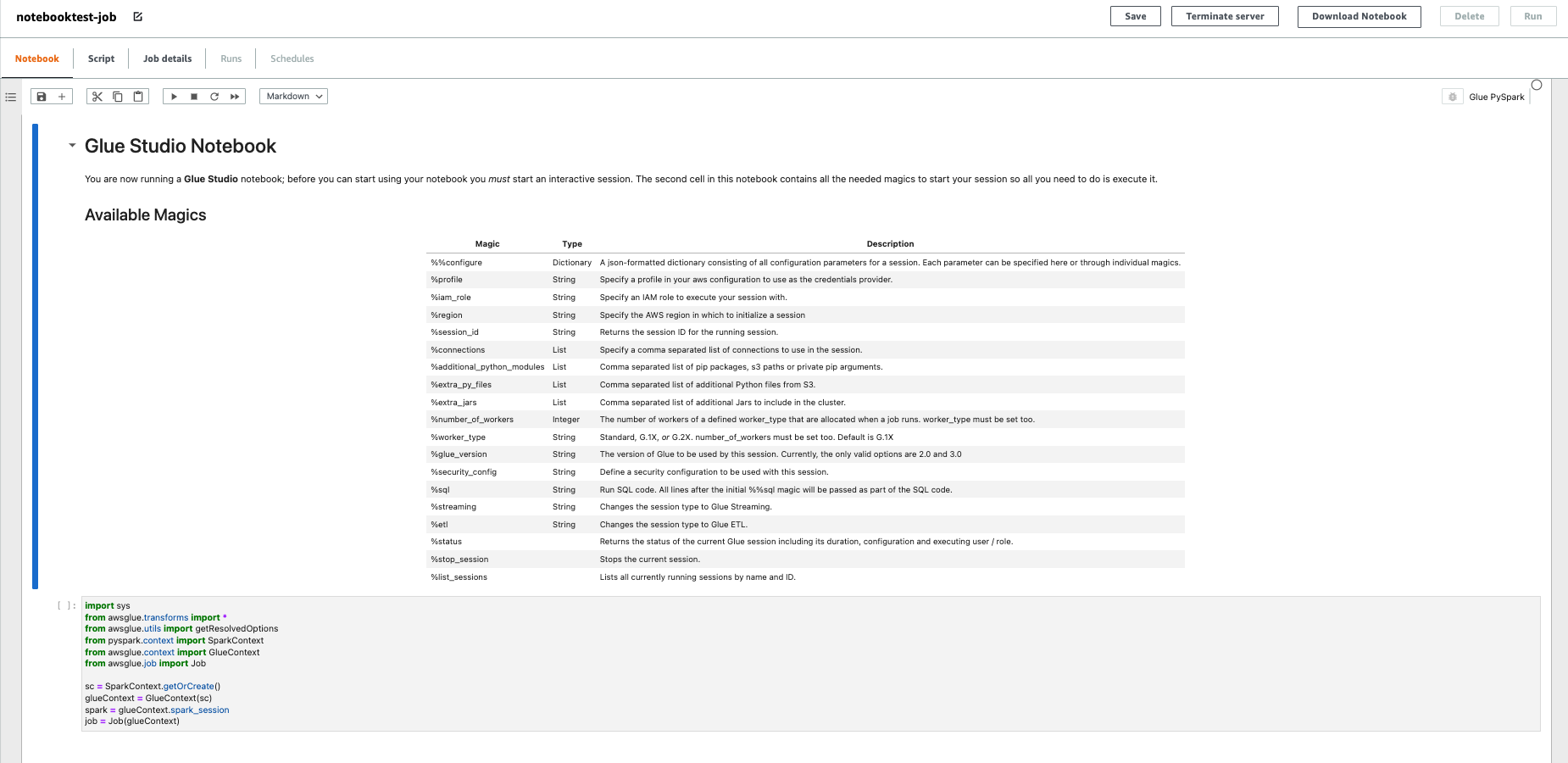 【Glue】Glue Studioノートブックを試してみた（起動編） AWS Qiita