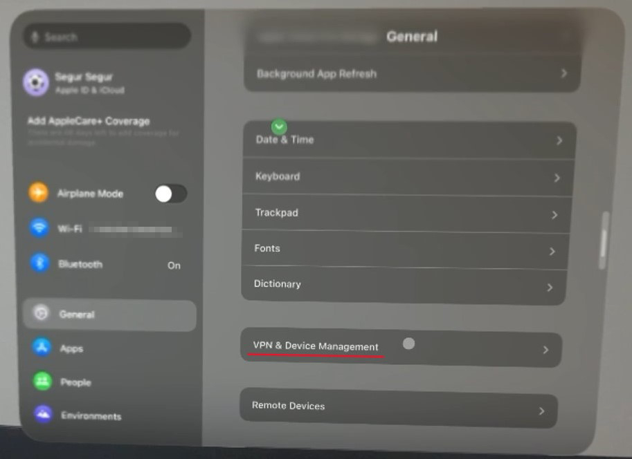 Navigate to VPN Settings