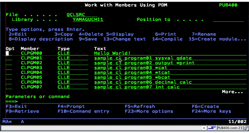 IBM i (旧AS400）の自己学習メモ07 SEU(Source Entry Utility)チート