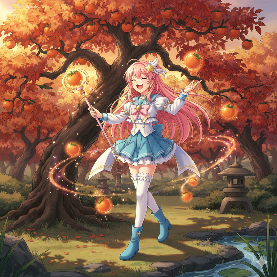 Geminiで柿と遊ぶ魔法少女を描いてみた。 #Gemini - Qiita