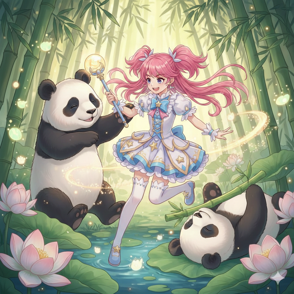 Geminiでパンダと遊ぶ魔法少女を描いてみた。 #Gemini - Qiita