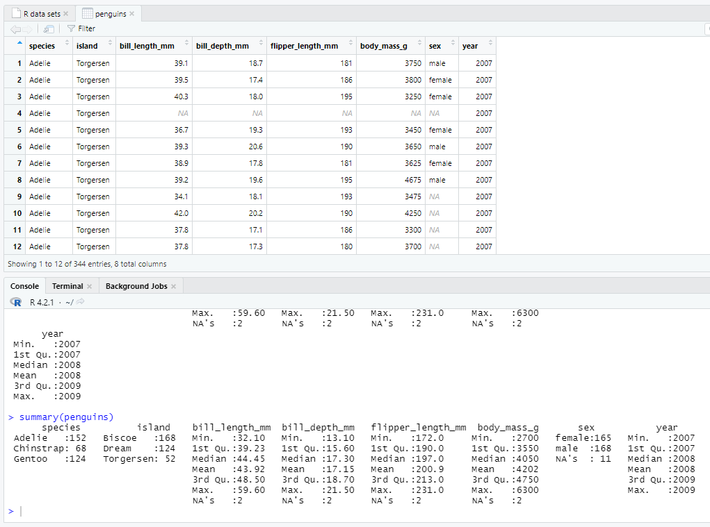 RStudio - R言語の基礎 #01、パルマーペンギンのデータを分析