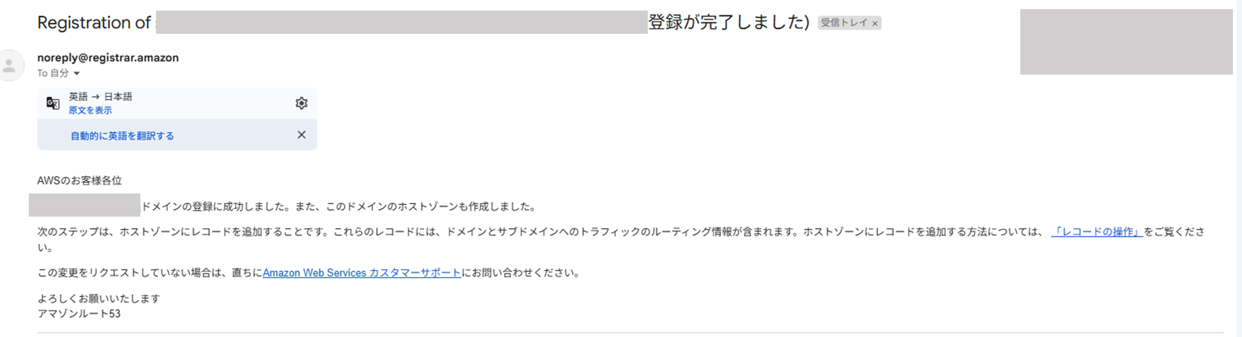 ドメインネーム紛争（ほぼ新品、送料込） 🌎 Amazon Route 53のホストゾーンのNSレコードをお名前.comに