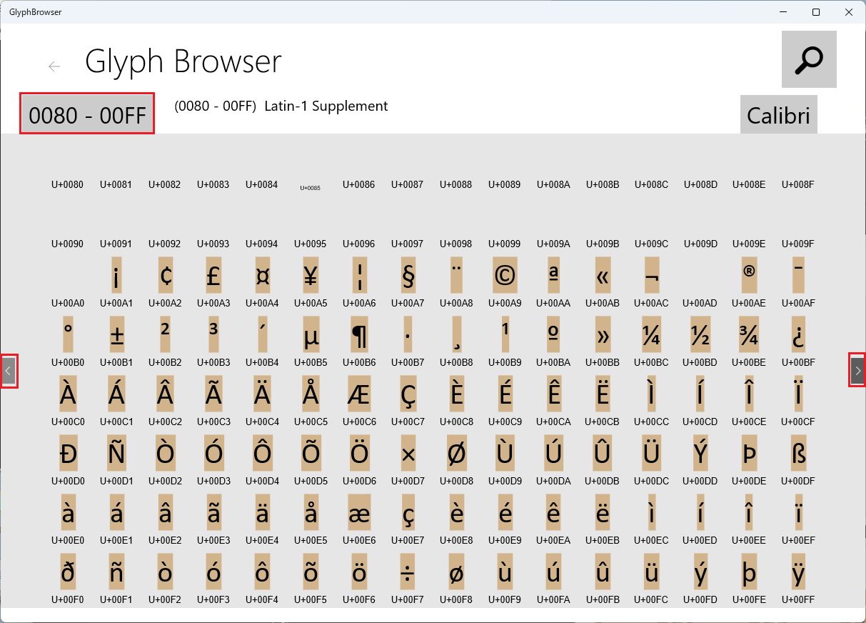 書体確認用！！ ツール - Glyph Browser - 指定フォント文字コード一覧 #Windows