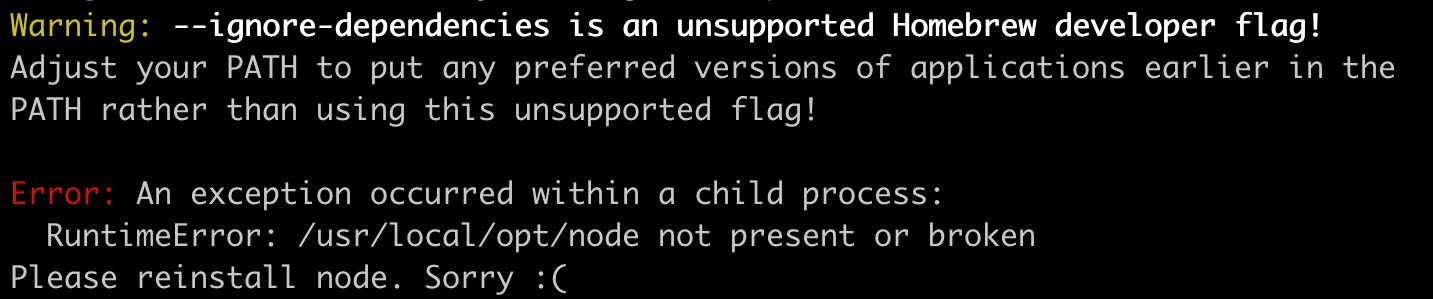 Brew Install Yarn ignore dependencies Qiita