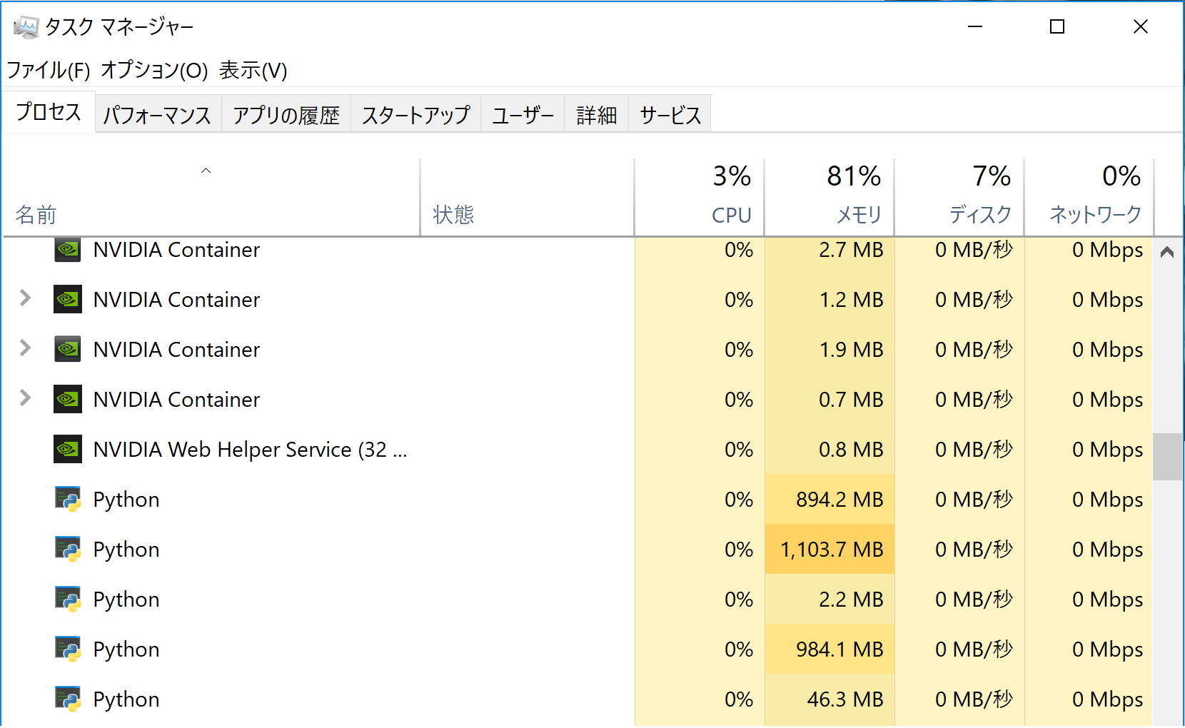 タスクマネージャ