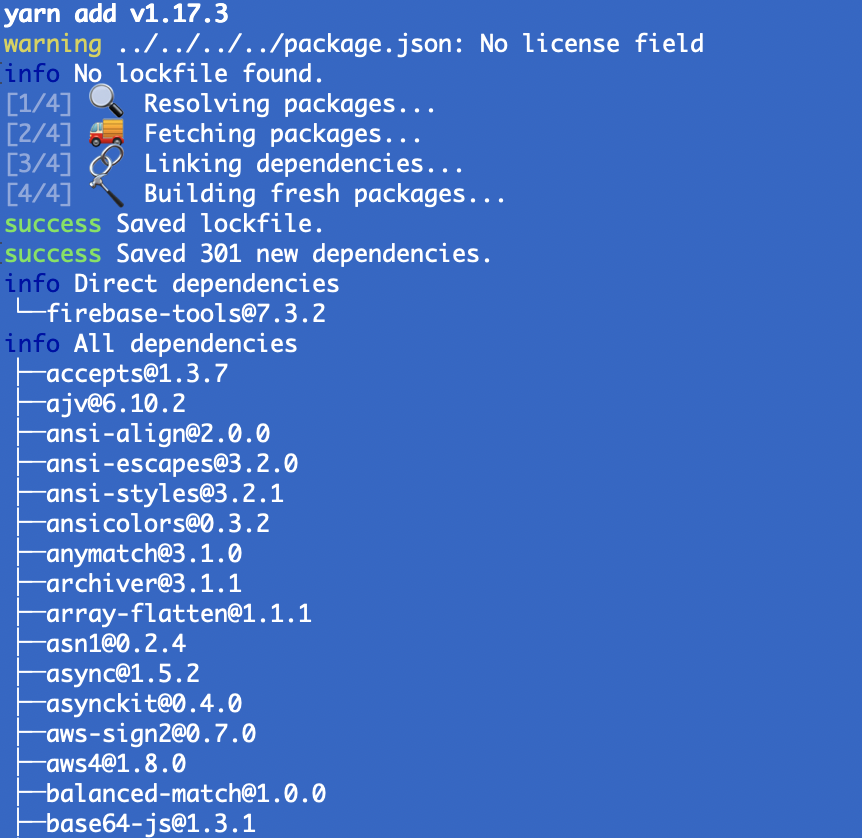 yarn+firebaseでfirebase initまでのターミナル操作(Firestoreを選択) Firebase Qiita
