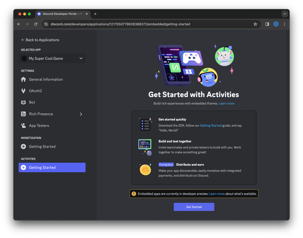 Discord内で動作するゲームやアプリの開発キット（SDK）の環境