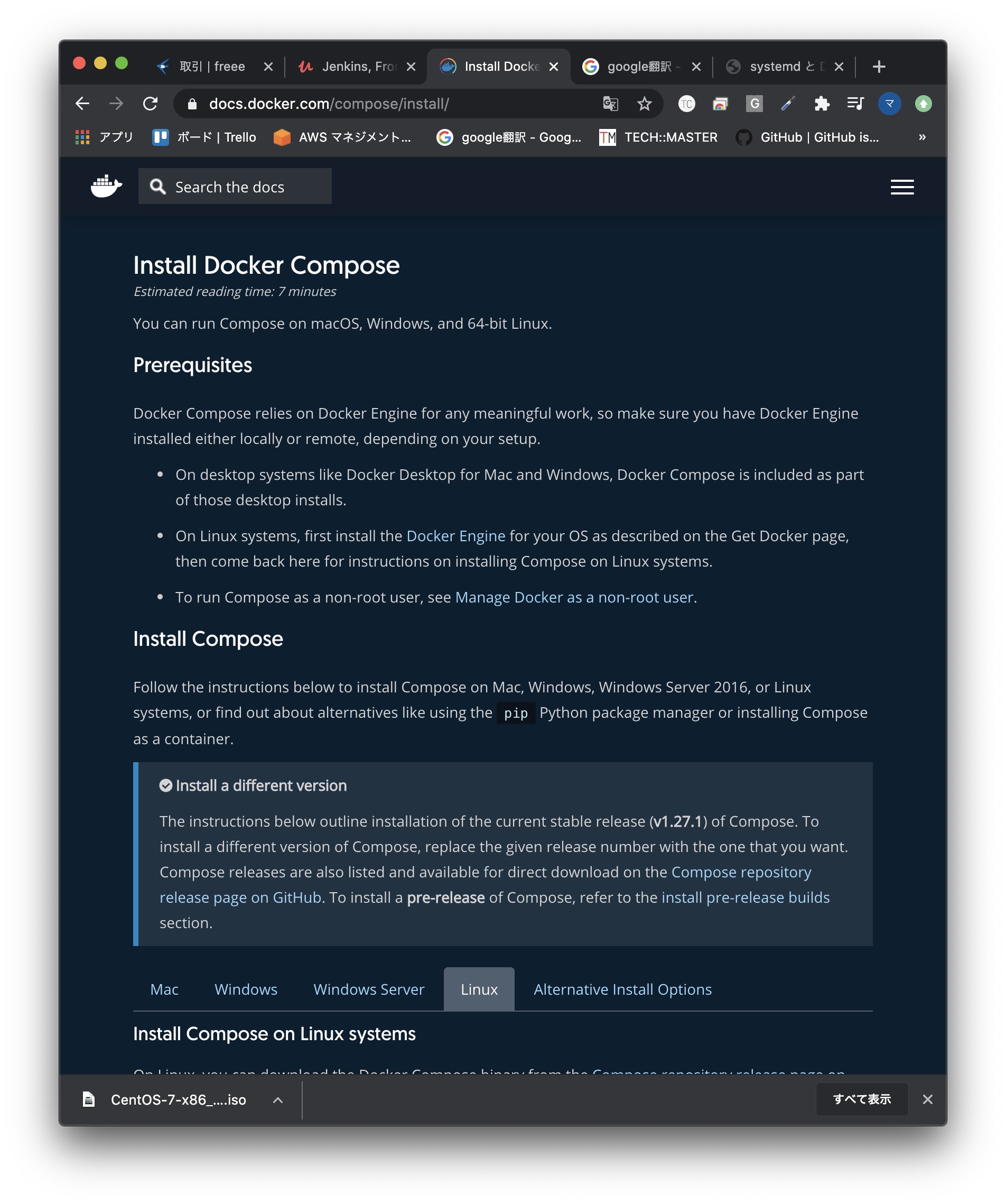 docker centos 7 for mac