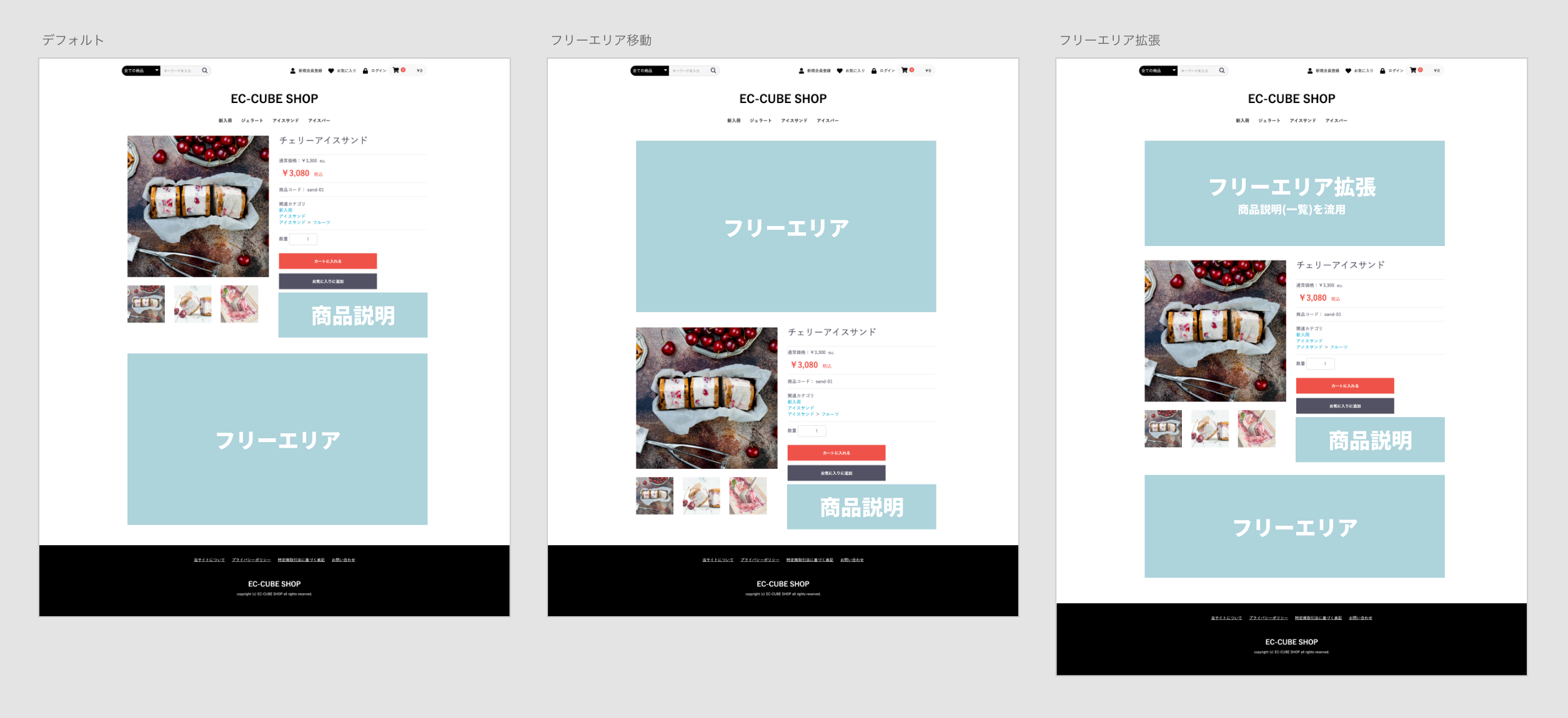 user_93c94fa3様 リクエスト 4点 まとめ商品 EC-CUBE4系 商品詳細ページのフリーエリアを上部に移動と擬似