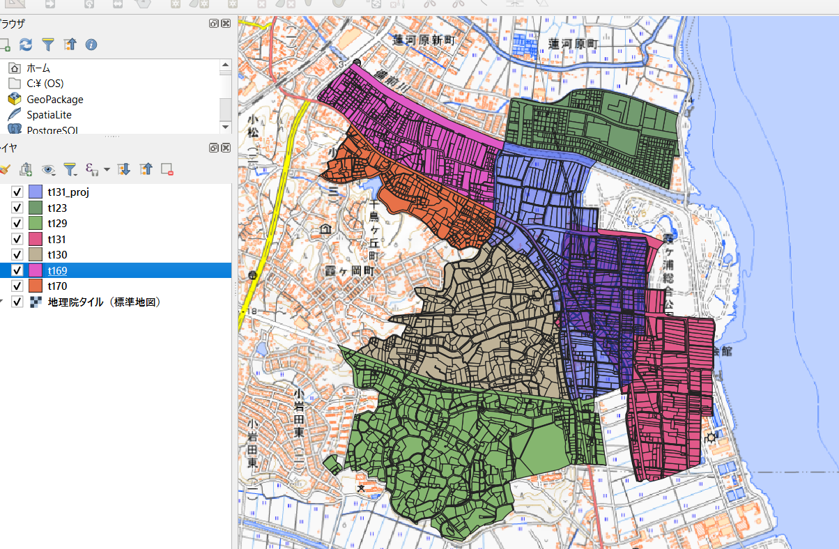 土浦市大岩田の法務省登記所備付地図XML（日本測地系の変換漏れ？）を