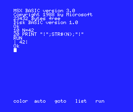 MSX ViewCALC / MSX用表計算ソフト MSX BASIC の PRINT で余計な空白を入れずに数値を出力する #MSX-BASIC