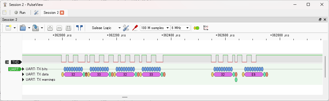 IchigoJam P での実行結果 (待ち追加)